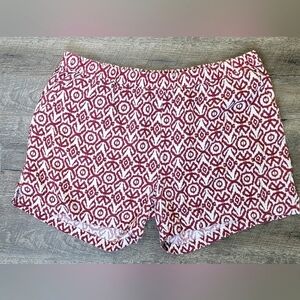 Weatherproof Vintage Linen Shorts Women's XXL Red & White Aztec Print w/ Pockets